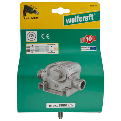 wolfcraft Bomba accionada por taladro 3000 l/h S=8 mm 2200000