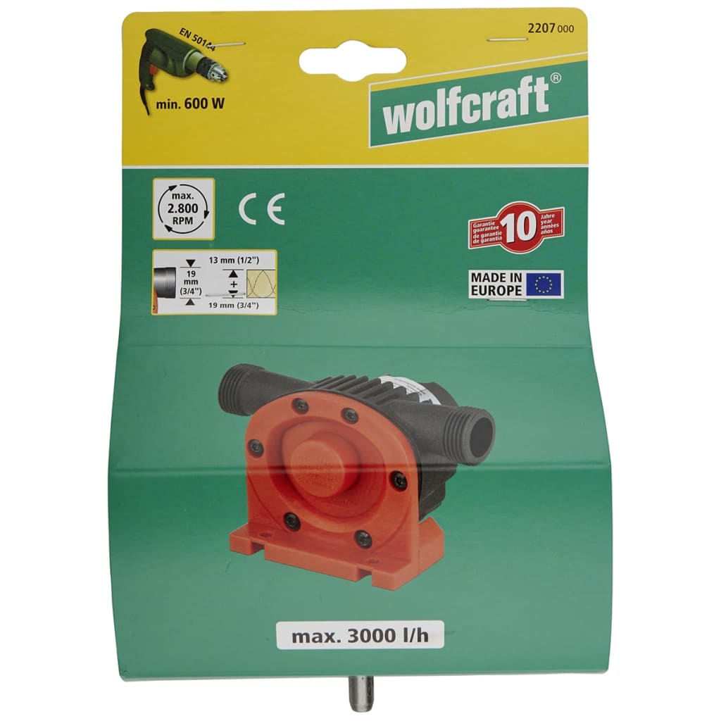 wolfcraft Bomba taladradora 3000 l/h S=8 mm 2207000