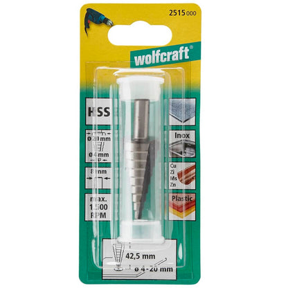 Broca incremental wolfcraft 8 mm 4-20 mm acero de alta velocidad gris 2515000