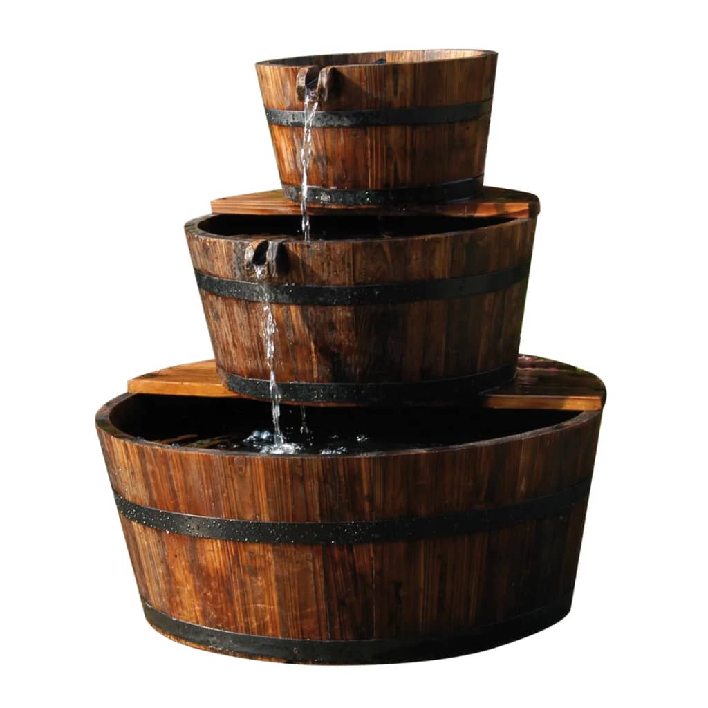 Ubbink Fontaine à cascade de jardin en forme de 3 barils Bois