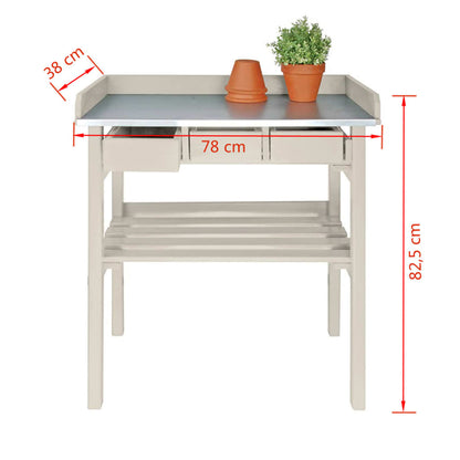 Esschert Design Banc de travail de jardin blanc CF29W