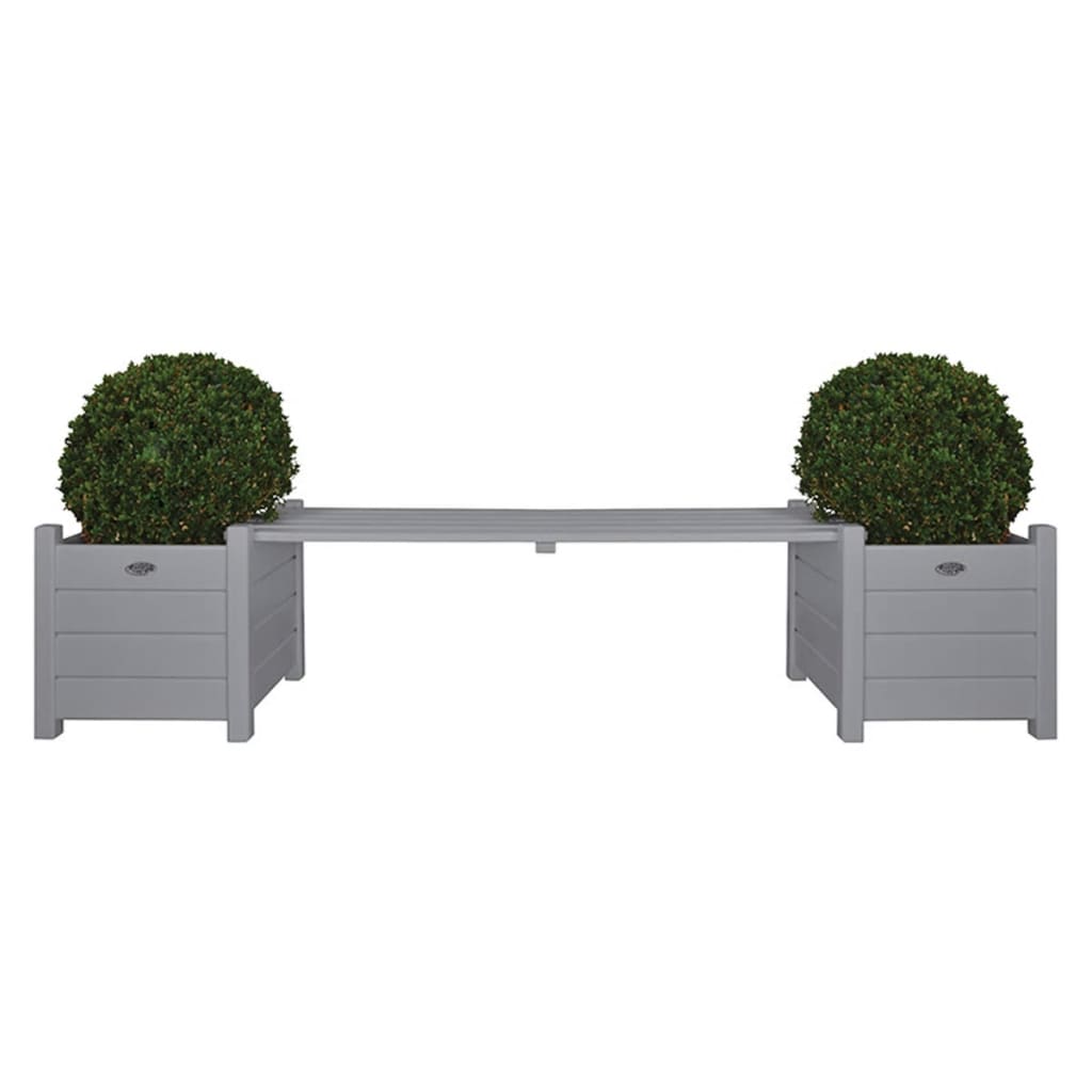 Esschert Design Jardinières avec banc pont Gris CF33G