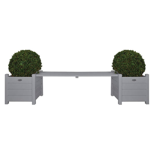 Esschert Design Jardinières avec banc pont Gris CF33G