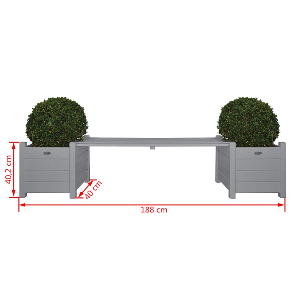 Esschert Design Jardinières avec banc pont Gris CF33G