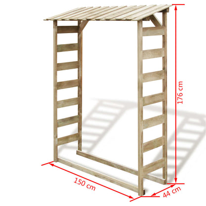 Abri de stockage du bois de chauffage 150x44x176 cm Pin imprégné