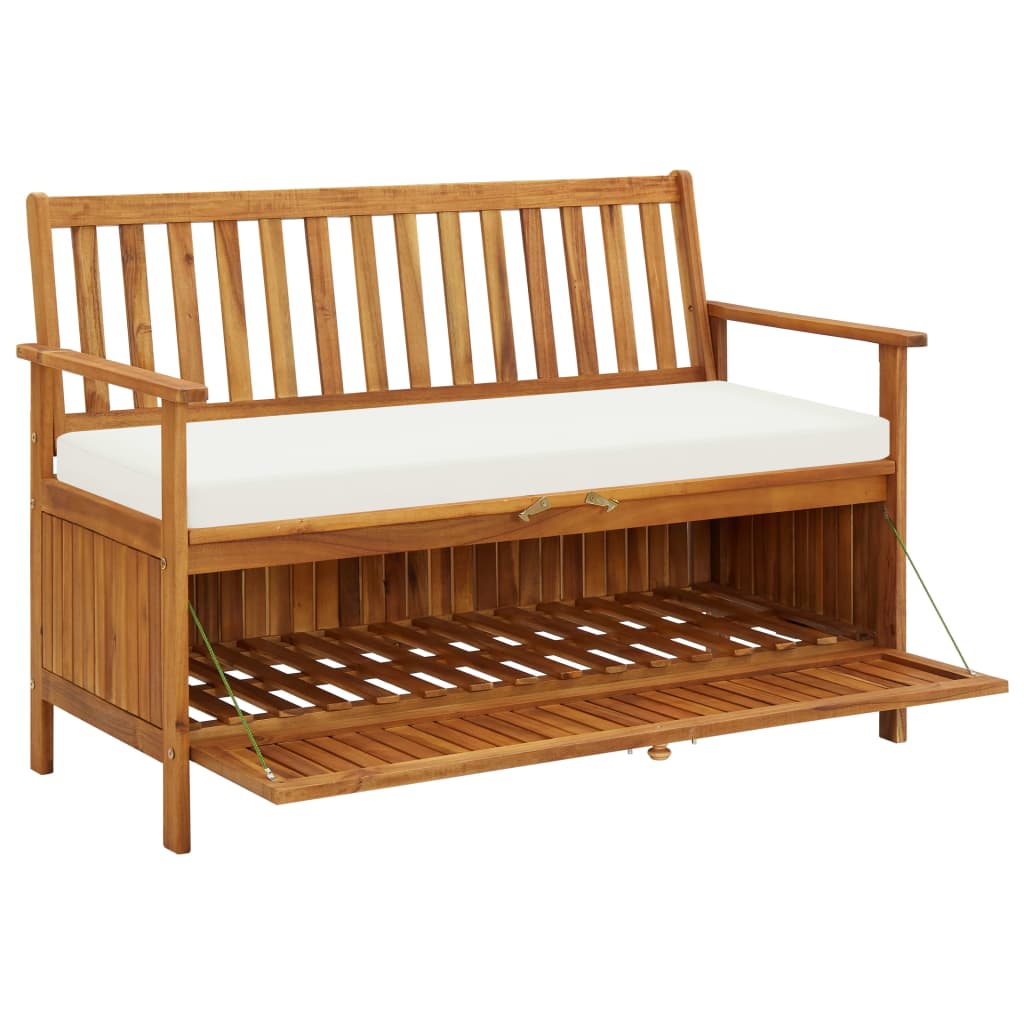 Banc de rangement de jardin Bois d'acacia solide 120x63x84 cm