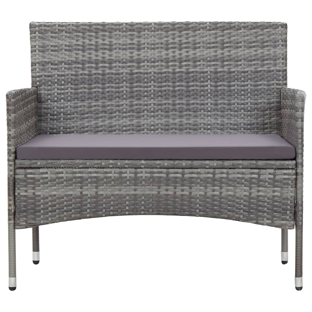 Banc de jardin 105 cm Résine tressée Gris