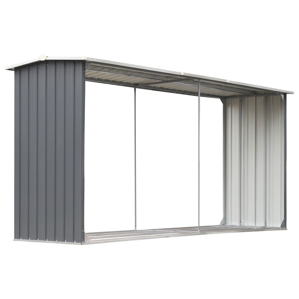 Abri de stockage de bois Acier galvanisé 330x92x153 cm Gris