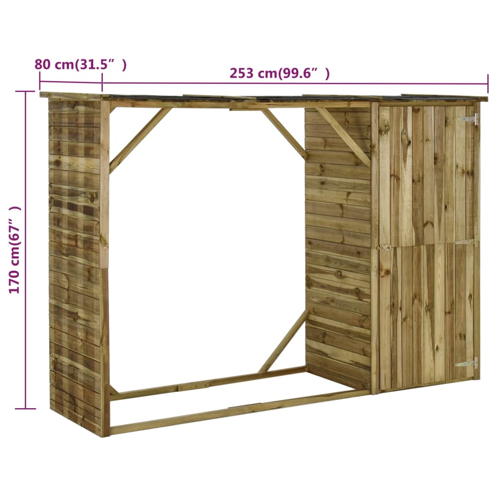 Abri d'outils de jardin Pin 253 x 80 x 170 cm