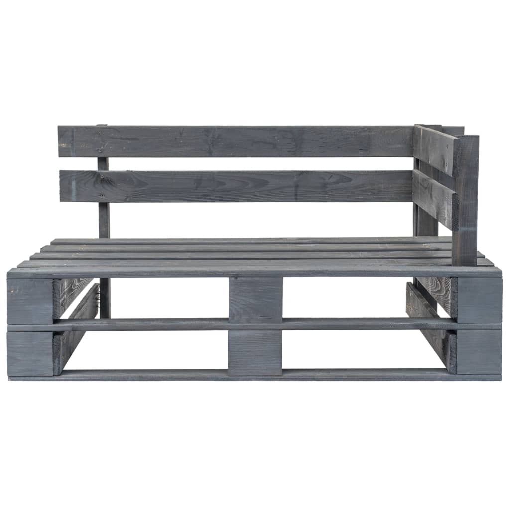 Banc d'angle palette de jardin bois gris