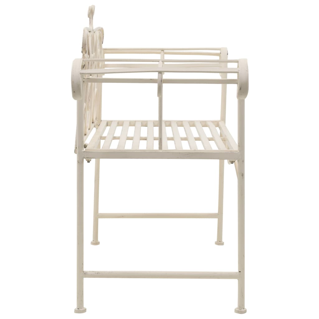 Banc de jardin 132 cm Métal Antique Blanc