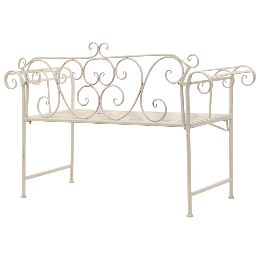 Banc de jardin 132 cm Métal Antique Blanc