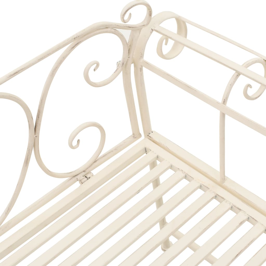 Banc de jardin 132 cm Métal Antique Blanc