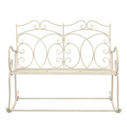 Banc de jardin 104 cm Fer Blanc antique