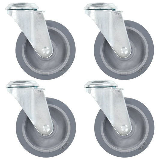 4 pcs 100mm Bolt Hole Swivel Casters