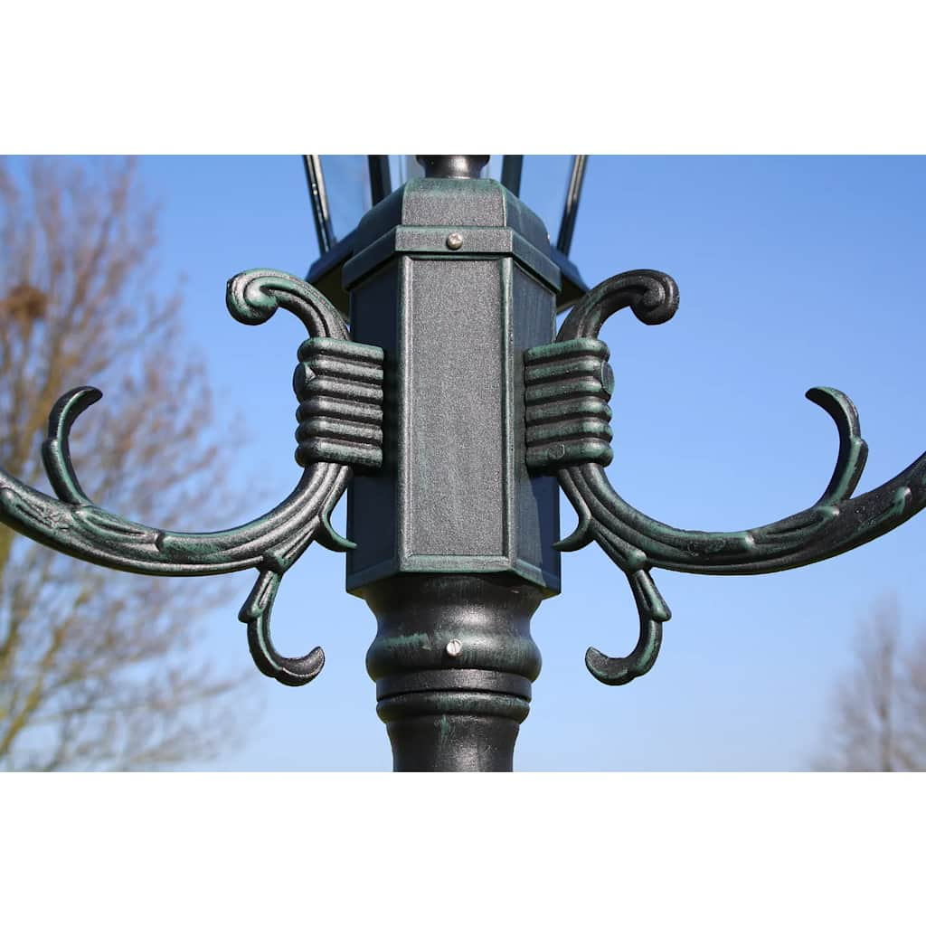 Lampadaire de jardin 3 bras 230 cm Vert foncé/Noir Aluminium