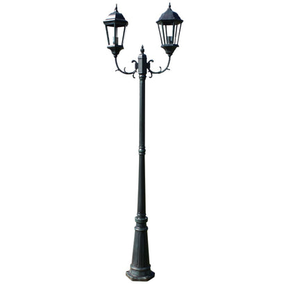 Lampadaire de jardin 2 bras 230 cm Vert foncé/Noir Aluminium