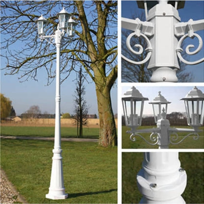 Lampadaire de jardin 3 bras 215 cm Blanc Aluminium