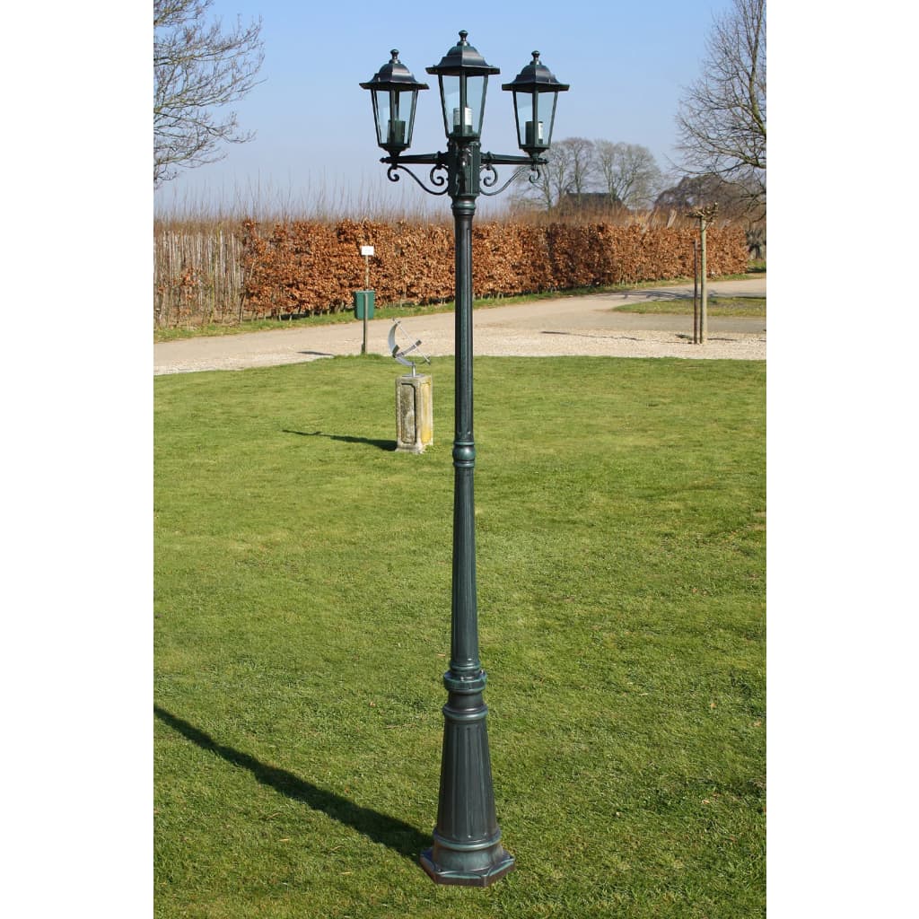 Lampadaire de jardin 3 bras 215 cm Vert foncé/Noir Aluminium