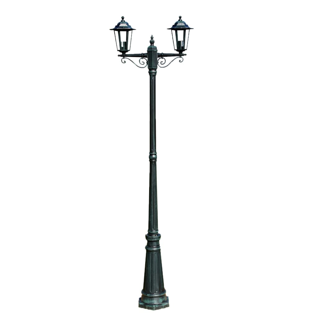 Lampadaire de jardin 2 bras 215 cm Vert foncé/Noir Aluminium