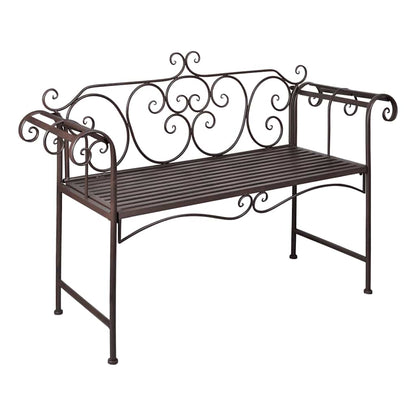 Banc de jardin 132 cm Acier Antique Marron