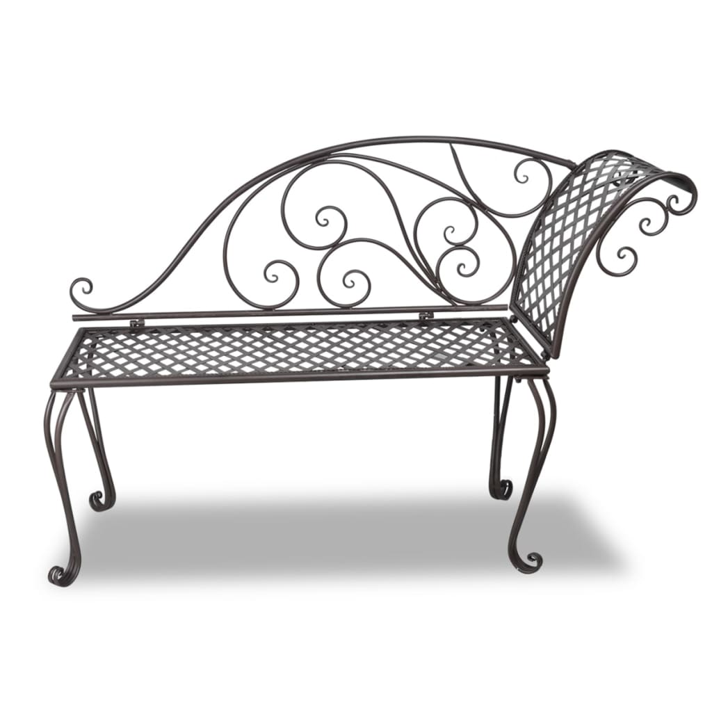 Chaise longue de jardin 128 cm Acier Antique Marron