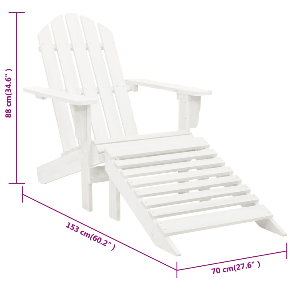 Chaise de jardin avec pouf Bois Blanc