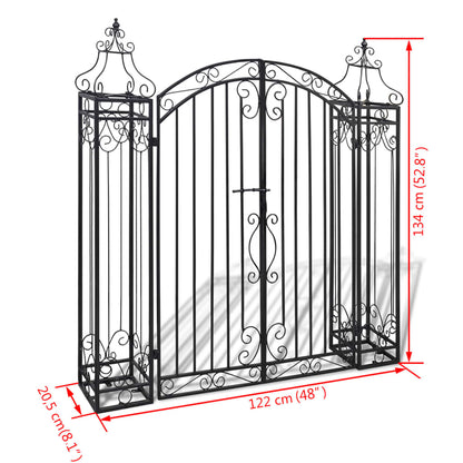 Portillon ornemental de jardin Fer forgé 122 x 20,5 x 134 cm