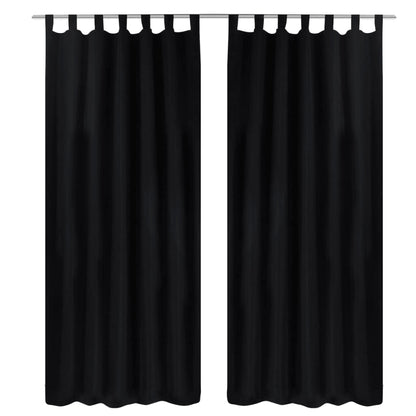 2 pcs Black Micro Satin Tab Top Curtain 140 x 245 cm