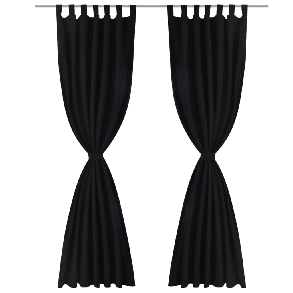 2 pcs Black Micro Satin Tab Top Curtain 140 x 245 cm