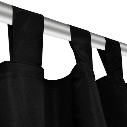 2 pcs Black Micro Satin Tab Top Curtain 140 x 245 cm