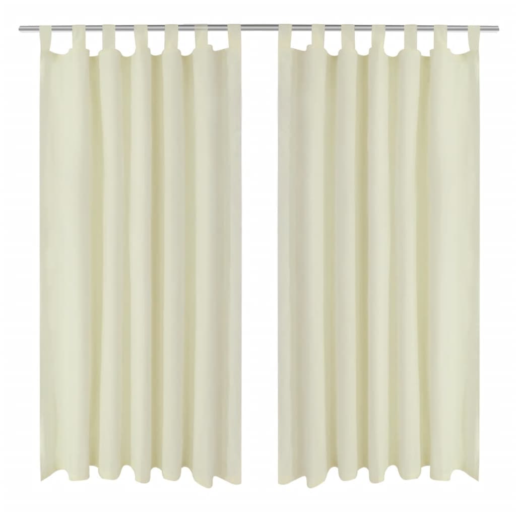 2 pcs Micro Satin Cream Tab Top Curtain 140 x 245 cm