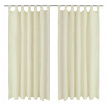 2 pcs Micro Satin Cream Tab Top Curtain 140 x 245 cm