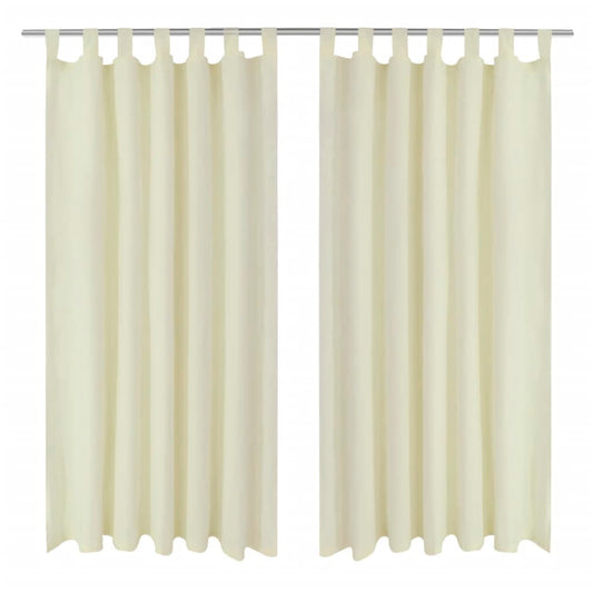 2 pcs Micro Satin Cream Tab Top Curtain 140 x 245 cm