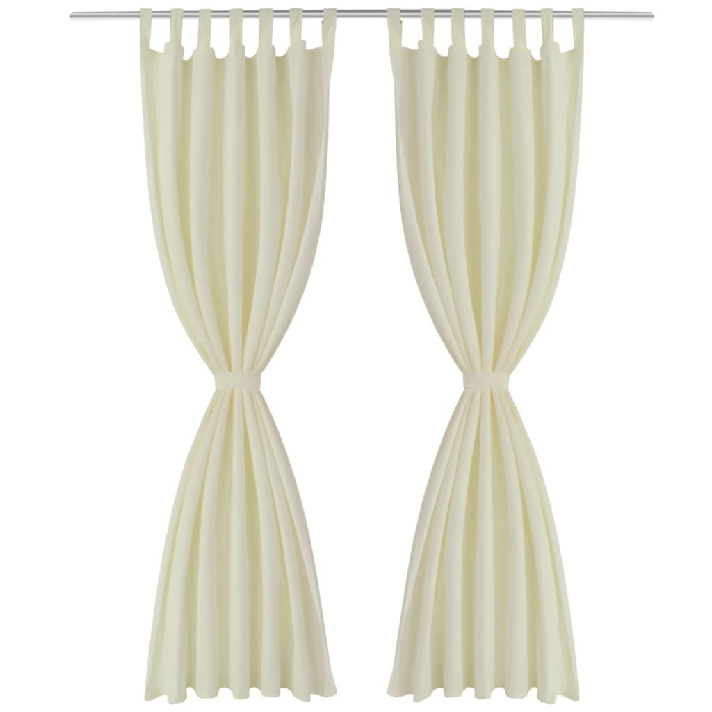 2 pcs Micro Satin Cream Tab Top Curtain 140 x 245 cm