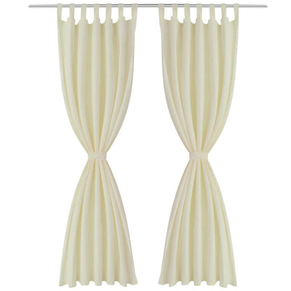 2 pcs Micro Satin Cream Tab Top Curtain 140 x 245 cm