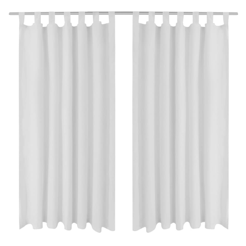 2 pcs Micro Satin White Tab Top Curtain 140 x 245 cm