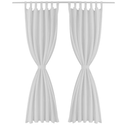 2 pcs Micro Satin White Tab Top Curtain 140 x 245 cm