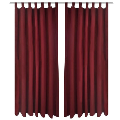 2 pcs Rideau à Passant Micro Satin Bordeaux 140 x 245 cm