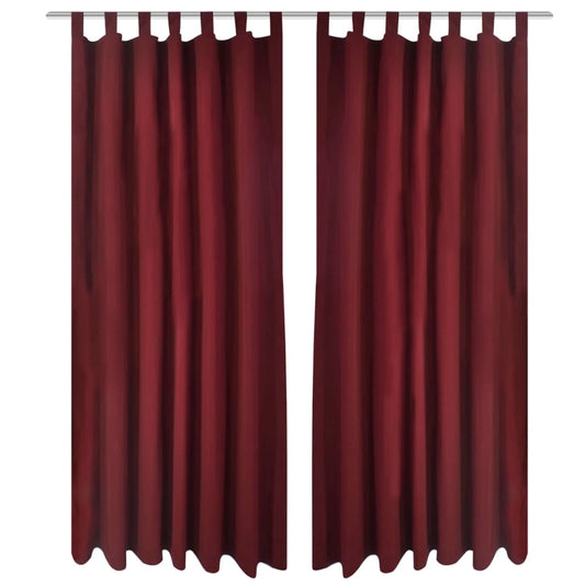 2 pcs Rideau à Passant Micro Satin Bordeaux 140 x 245 cm