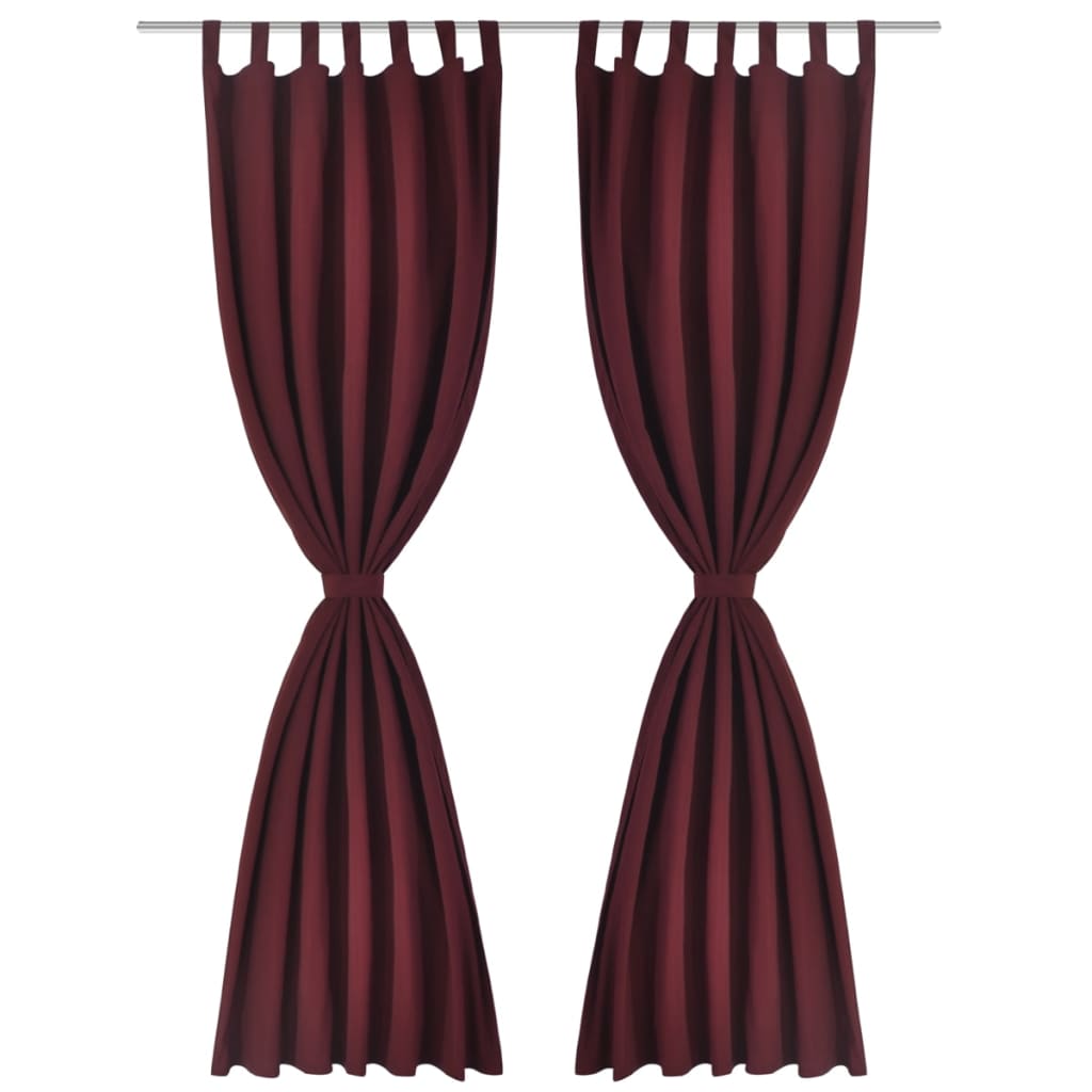 2 pcs Rideau à Passant Micro Satin Bordeaux 140 x 245 cm