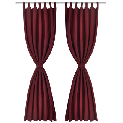 2 pcs Rideau à Passant Micro Satin Bordeaux 140 x 245 cm