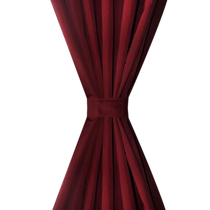 2 pcs Rideau à Passant Micro Satin Bordeaux 140 x 245 cm