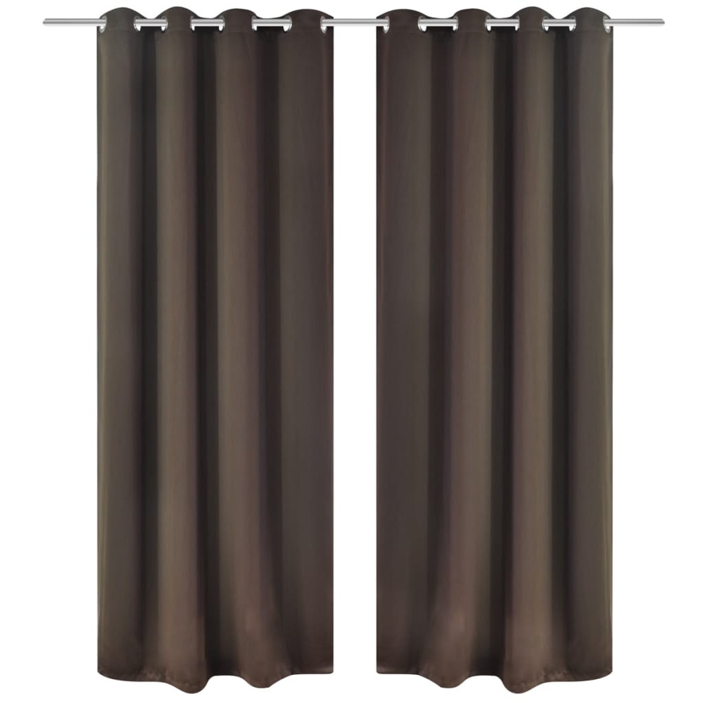 2 pcs Blackout Curtain Brown with Metal Eyelets 135x245cm