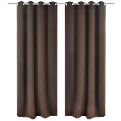 2 pcs Blackout Curtain Brown with Metal Eyelets 135x245cm