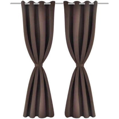 2 pcs Blackout Curtain Brown with Metal Eyelets 135x245cm