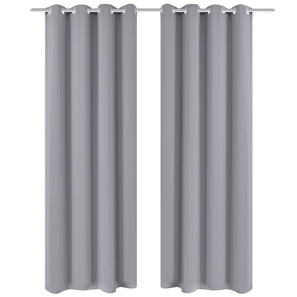 2 pcs Blackout Curtain Grey with Metal Eyelets 135x245cm