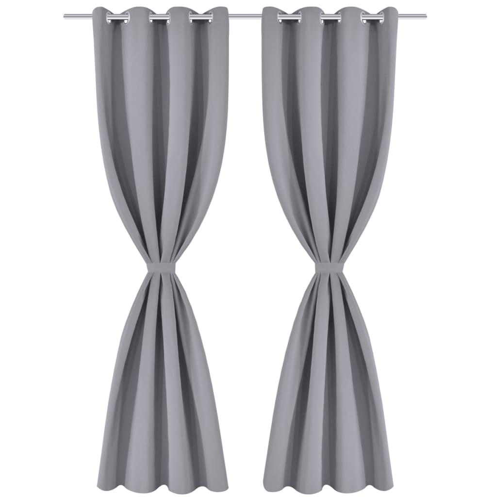 2 pcs Blackout Curtain Grey with Metal Eyelets 135x245cm