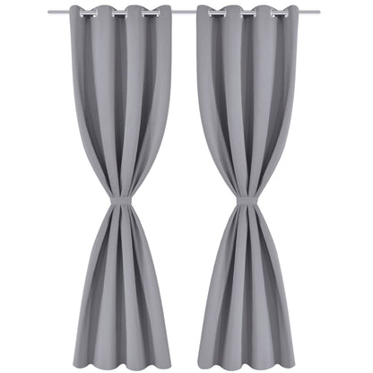 2 pcs Blackout Curtain Grey with Metal Eyelets 135x245cm