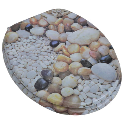 Toilet seat with pebble design cover